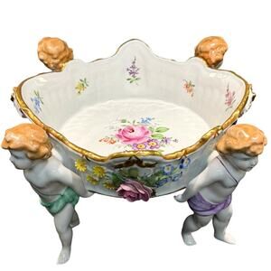 Von Schierholz Germany c. 1930–1945 Porcelain 4 Cherubs Handmalerei Centerpiece